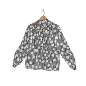 Vintage Alfred Dunner Black Stripe/ Red Pomegranate Button Down LS Top Size 18